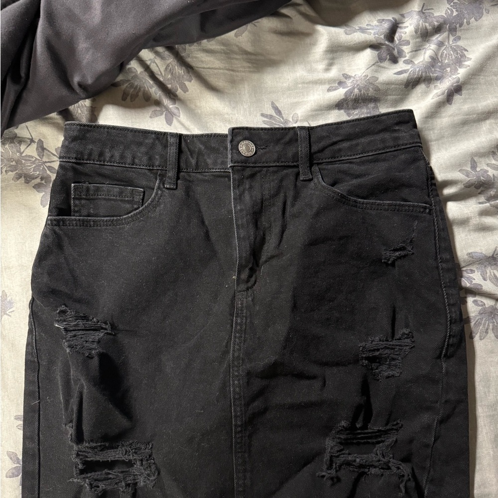 Garage Black Denim Skirt
